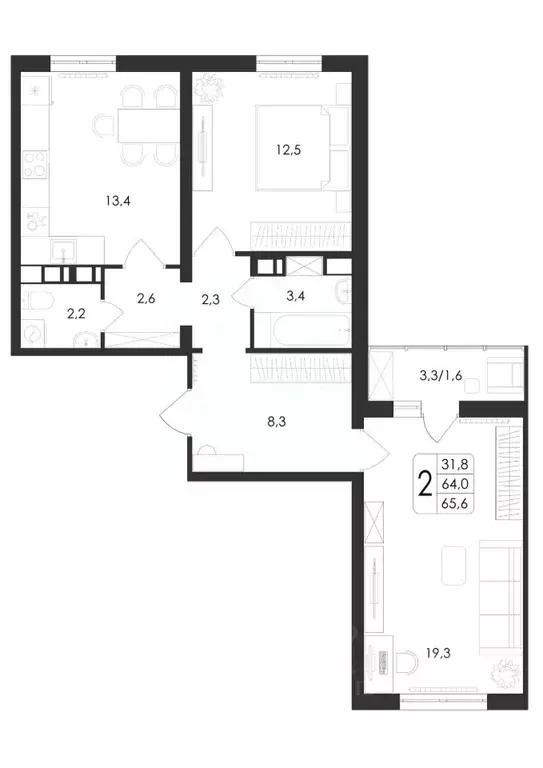 2-к кв. Воронежская область, Новоусманский район, пос. Отрадное ул. ... - Фото 1