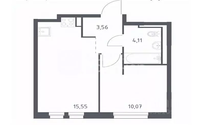 1-к кв. Ленинградская область, Всеволожский район, Свердловское ... - Фото 2
