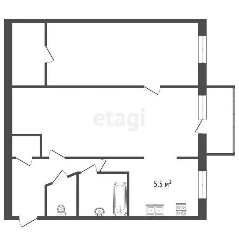 2-комнатная квартира: Ломоносов, Еленинская улица, 29 (44 м) - Фото 0