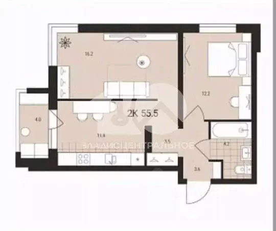 2-к кв. Новосибирская область, Обь Геодезическая ул., 6Вк2 (51.9 м) - Фото 2