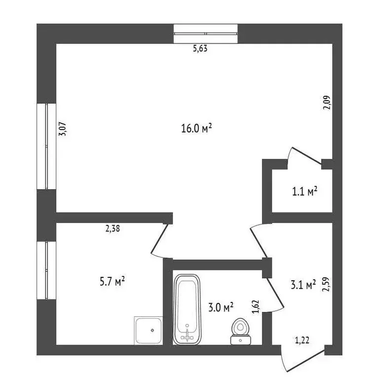 1-комнатная квартира: село Раздольное, проспект Ленина, 5 (30 м) - Фото 1