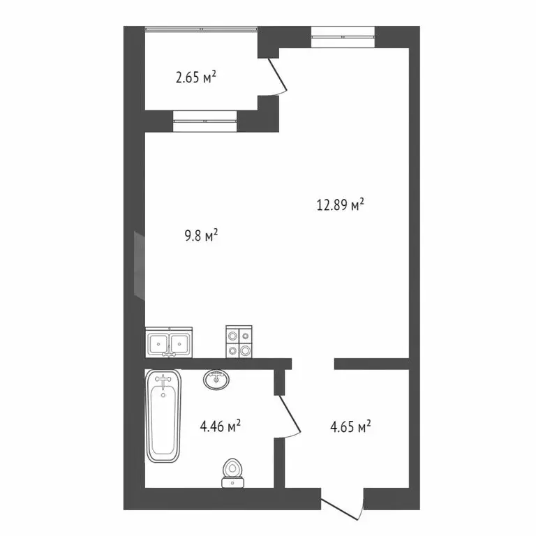 Квартира-студия: Тюмень, улица Василия Севергина, 2к1 (31.8 м) - Фото 0