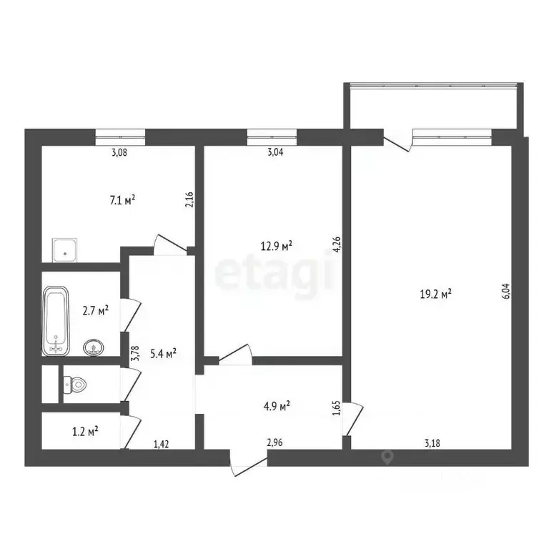 2-к кв. Амурская область, Благовещенск Студенческая ул., 31 (61.8 м) - Фото 1