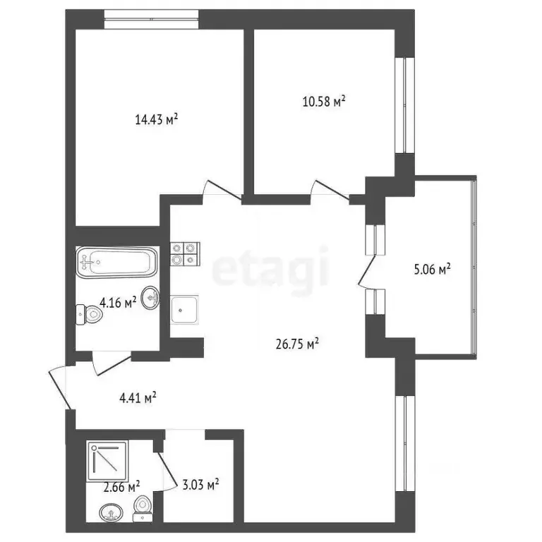 2-к кв. Тюменская область, Тюмень Ставропольская ул., 10 (66.0 м) - Фото 1