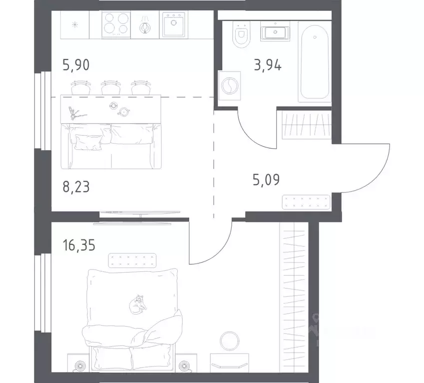 1-к кв. Башкортостан, Уфа ул. Минигали Губайдуллина, 8к9 (39.51 м) - Фото 1