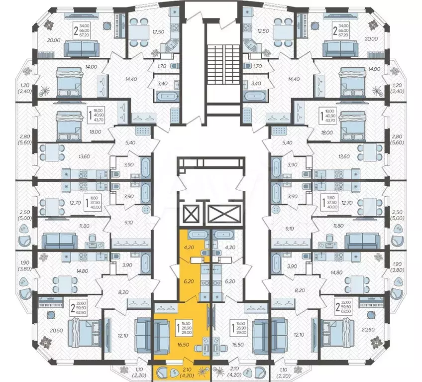 Квартира-студия, 29 м, 13/16 эт. - Фото 1