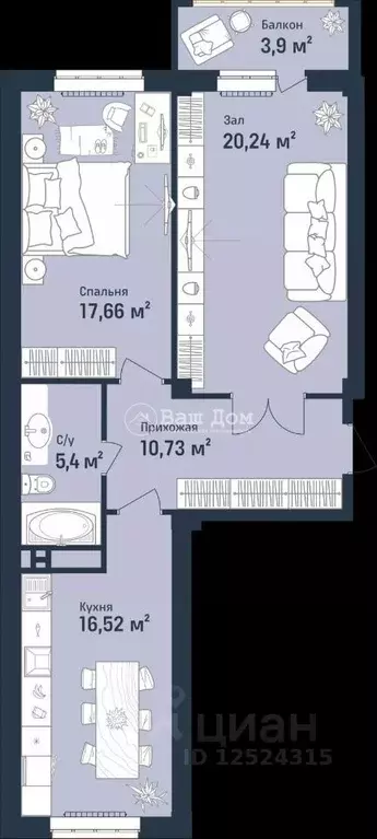 2-к кв. Дагестан, Махачкала просп. Насрутдинова, 228 (74.41 м) - Фото 1