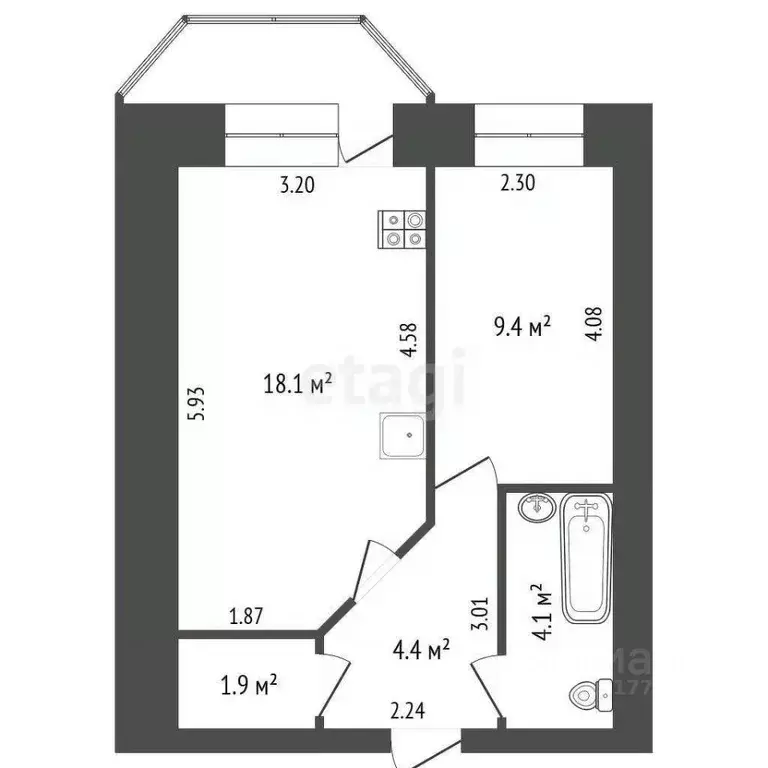 1-к кв. Ямало-Ненецкий АО, Новый Уренгой Восточный мкр, 2/3А (37.9 м) - Фото 2