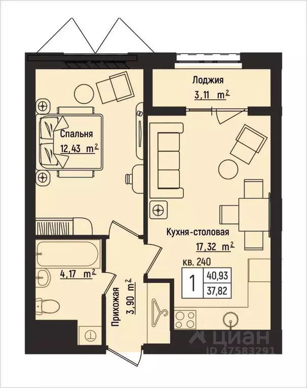 1-к кв. Нижегородская область, Нижний Новгород Литературная ул., 5 ... - Фото 1