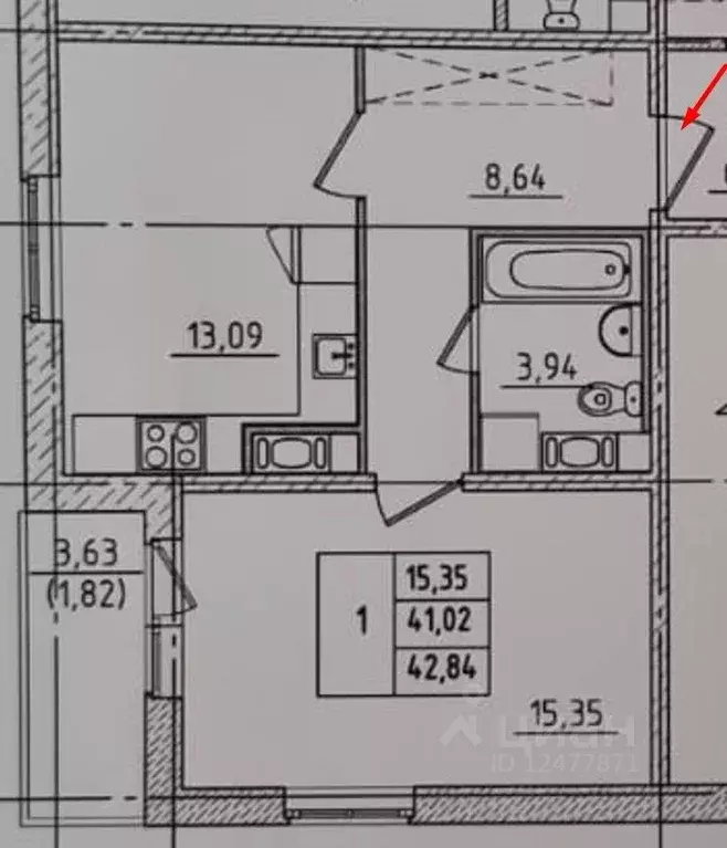 1-к кв. Ленинградская область, Гатчина ул. Чехова, 41к3 (41.1 м) - Фото 1