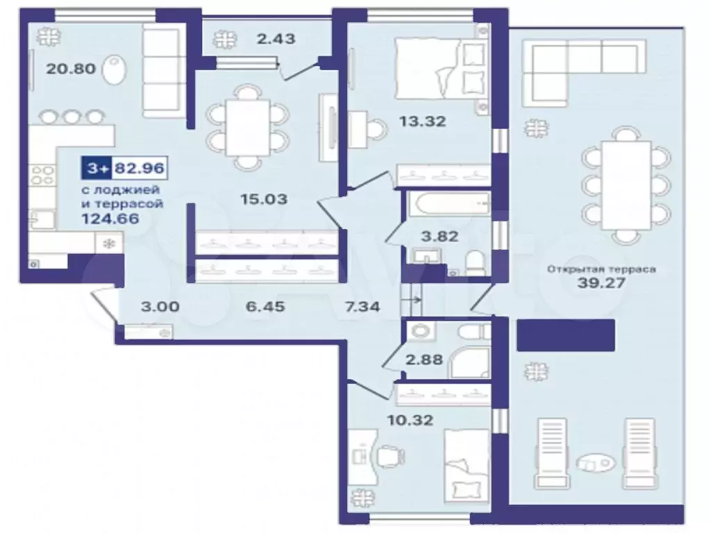 3-к. квартира, 83 м, 7/8 эт. - Фото 1