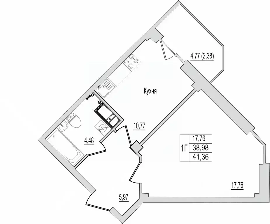 1-к кв. Псковская область, Псков Линейная ул., 87 (41.36 м) - Фото 1