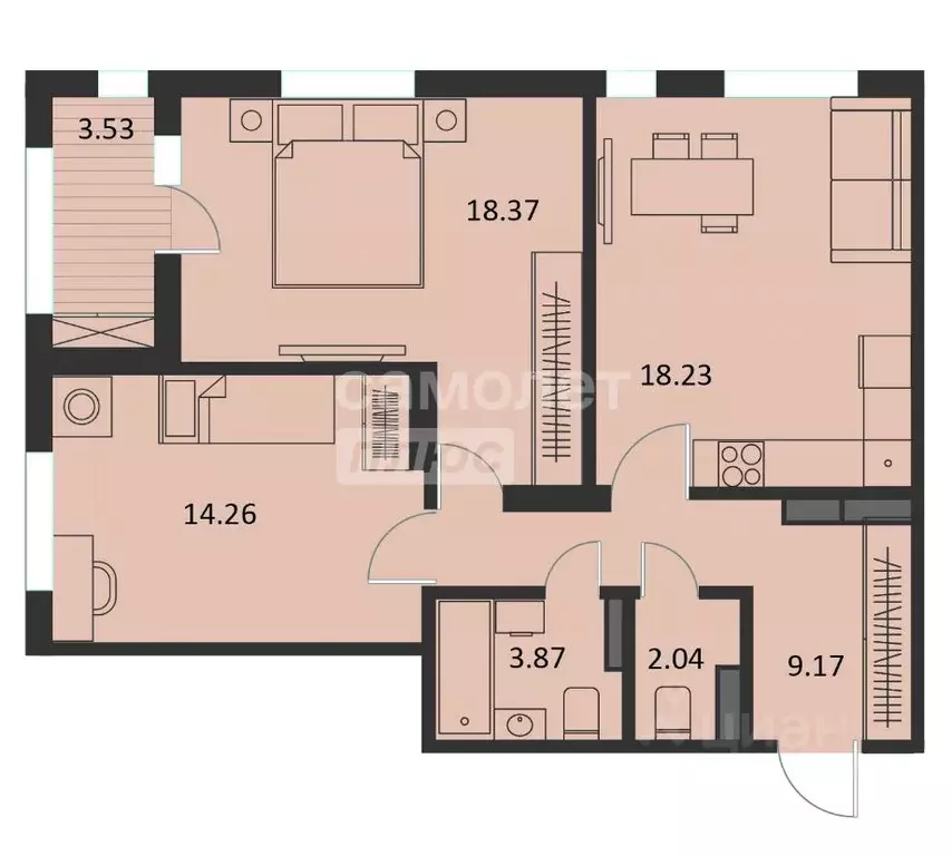 2-к кв. Курская область, Курск Хуторская ул., 33 (67.71 м) - Фото 1