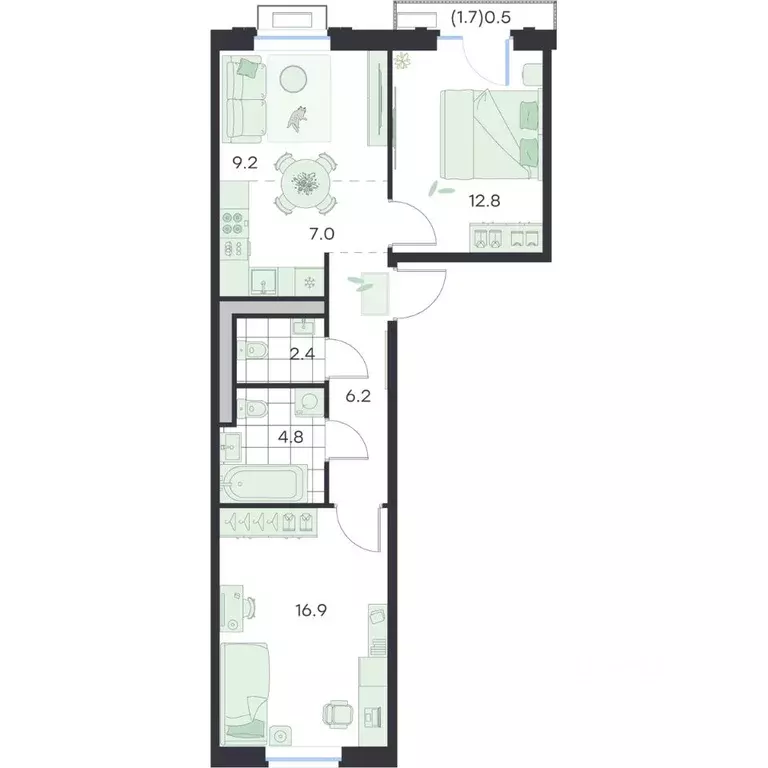 3-к кв. Московская область, Раменское G3 Михалевич жилой комплекс ... - Фото 1
