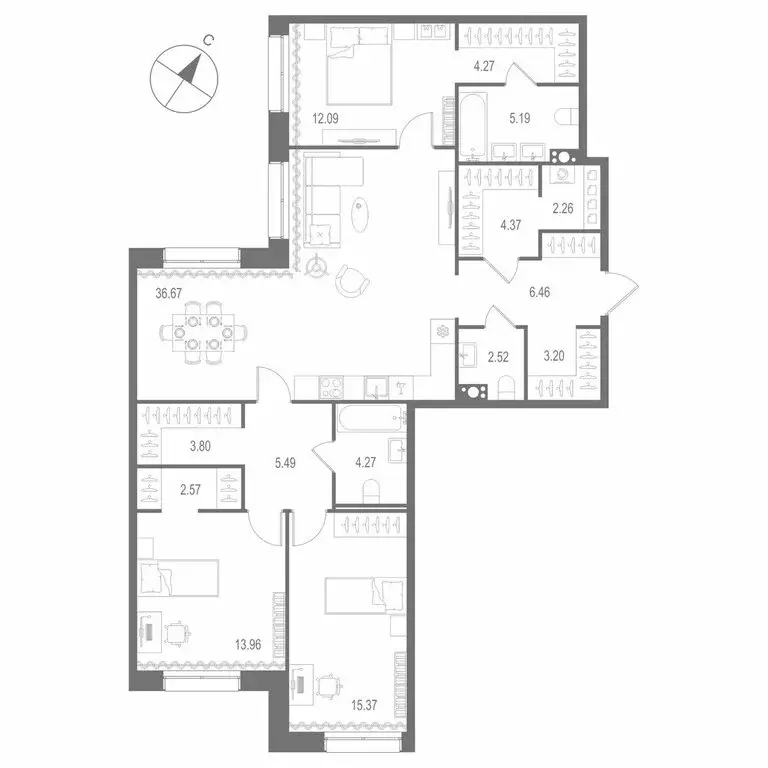 3-комнатная квартира: Санкт-Петербург, Матисов остров (122.49 м) - Фото 1
