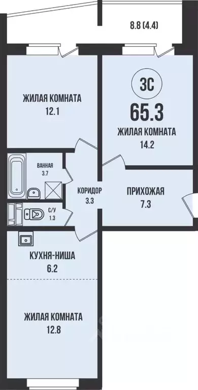 2-к кв. Новосибирская область, Новосибирск Династия жилой комплекс, ... - Фото 0