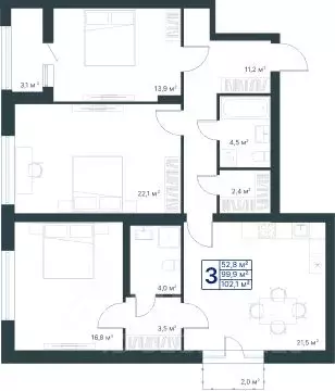 3-к кв. Воронежская область, Воронеж ул. Ворошилова, 19 (102.1 м) - Фото 1