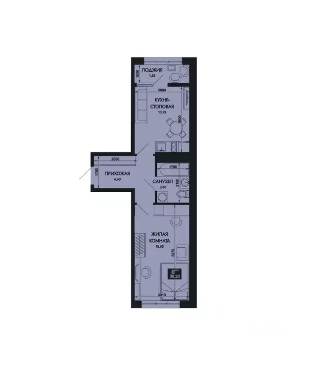 1-к кв. Адыгея, Тахтамукайский район, Яблоновский пгт  (38.23 м) - Фото 1