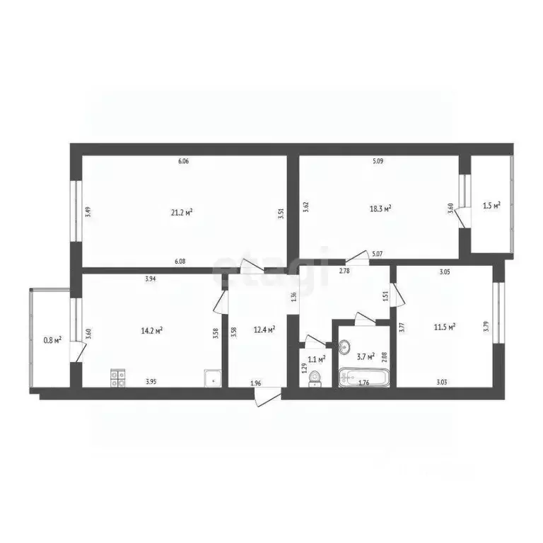 3-к кв. Мордовия, Саранск ул. Комарова, 16А (82.4 м) - Фото 1