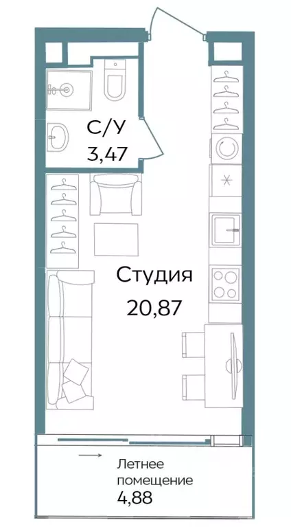Студия Крым, Саки ул. Морская (29.22 м) - Фото 0