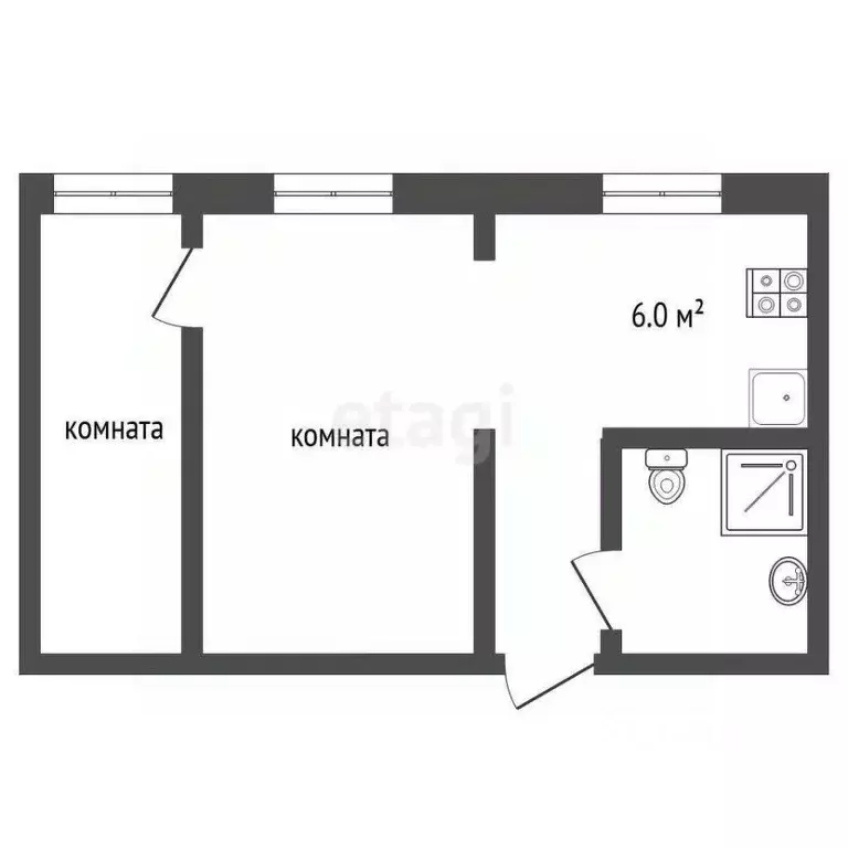 2-к кв. Ярославская область, Рыбинск просп. Серова, 2 (46.0 м) - Фото 1