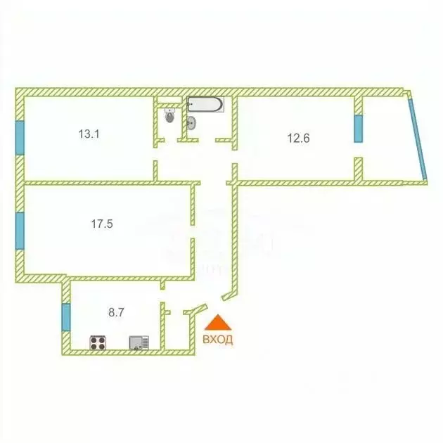 3-к кв. Тюменская область, Тюмень ул. Мельникайте, 127а (72.6 м) - Фото 1