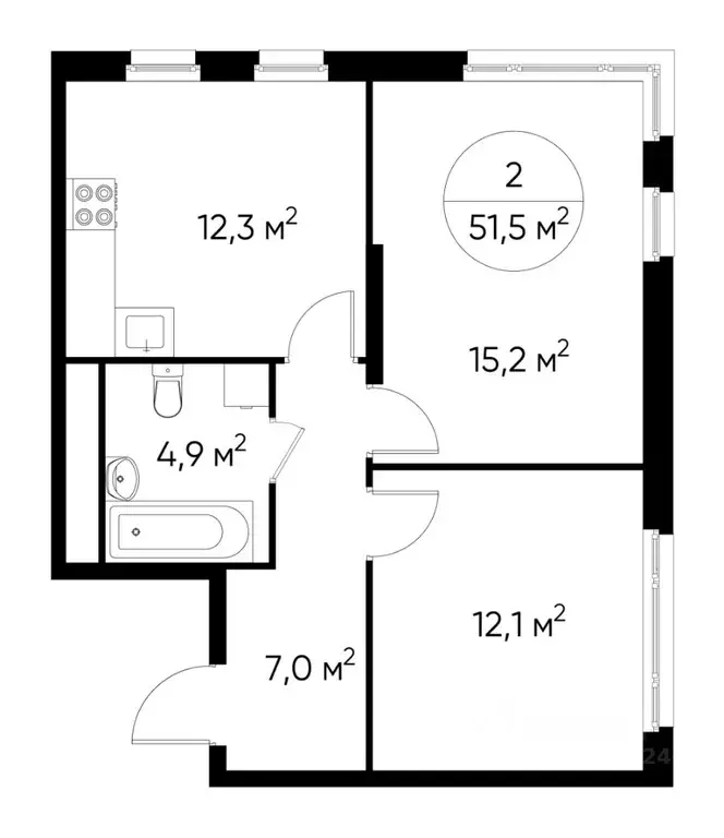 2-к кв. Москва Переделкино Ближнее мкр, 13-й кв-л,  (51.5 м) - Фото 0