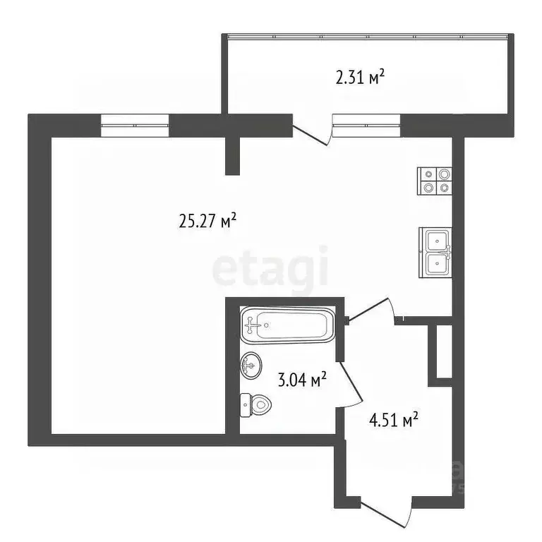 Студия Ярославская область, Ярославль 2-й мкр,  (35.14 м) - Фото 1