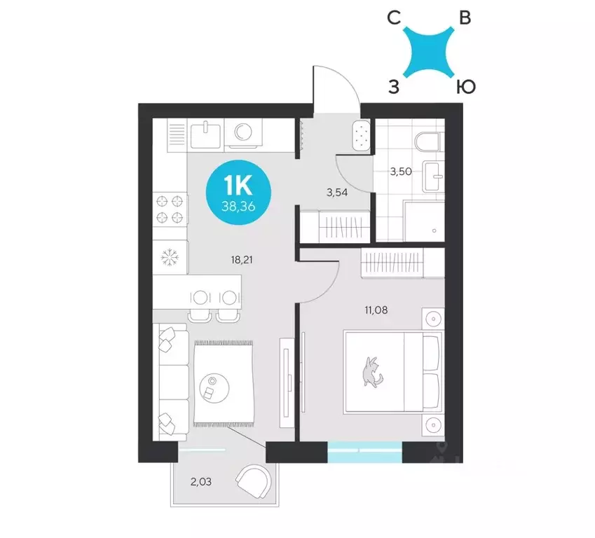 1-к кв. Свердловская область, Екатеринбург Академический мкр, 25-й ... - Фото 0