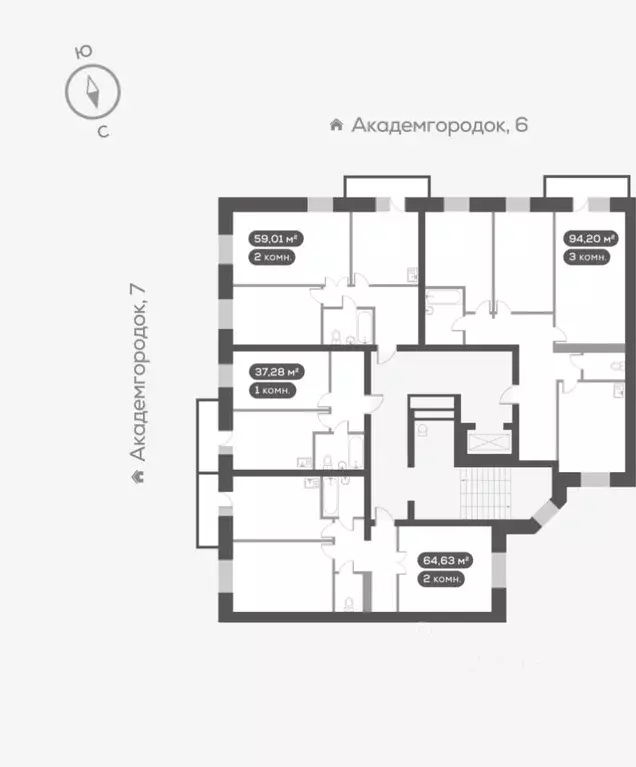 2-к кв. Красноярский край, Красноярск Академгородок мкр,  (64.63 м) - Фото 1