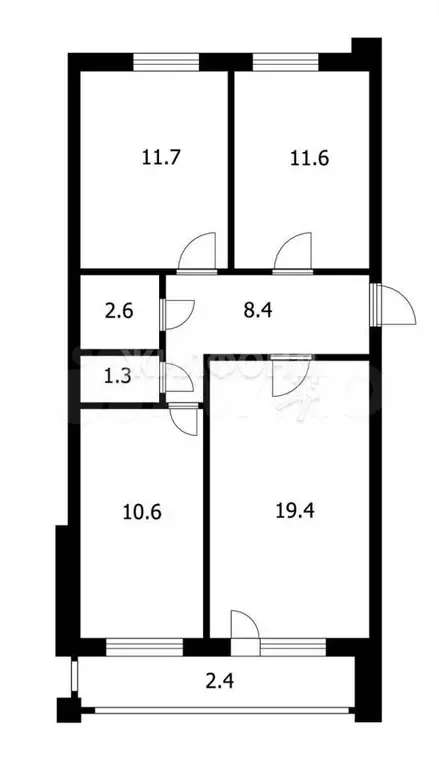 3-к. квартира, 65,6 м, 5/5 эт. - Фото 0