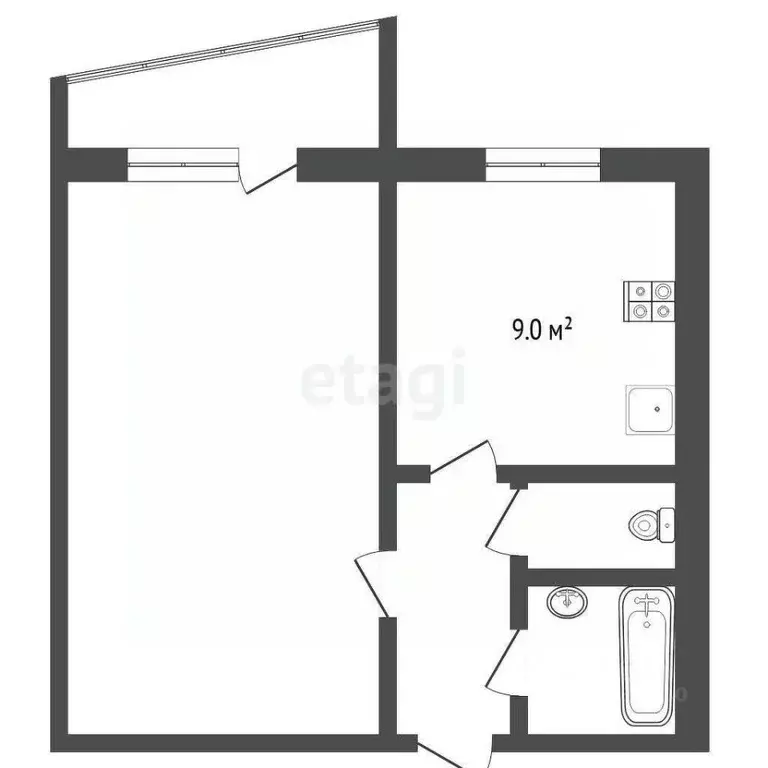 1-к кв. Тюменская область, Тюмень ул. 50 лет Октября, 21 (33.5 м) - Фото 1