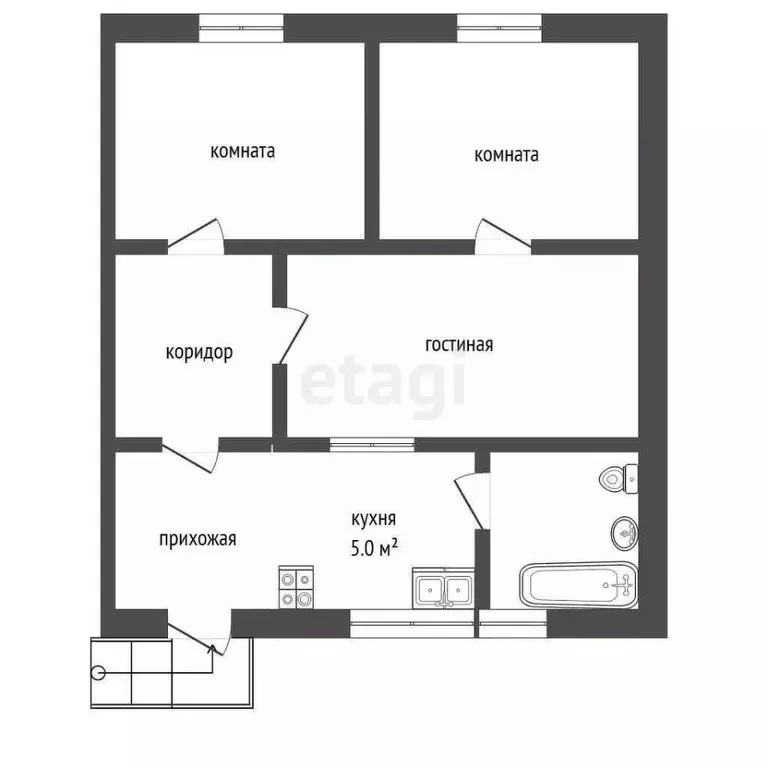 3-к кв. Севастополь ул. Сергея Лазо, 25 (47.4 м) - Фото 2