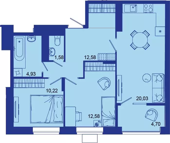 2-комнатная квартира: Брянск, Советская улица, 124 (66.7 м) - Фото 1