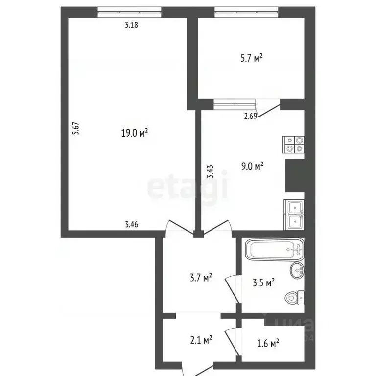 1-к кв. Севастополь ул. Колобова, 21 (44.6 м) - Фото 1