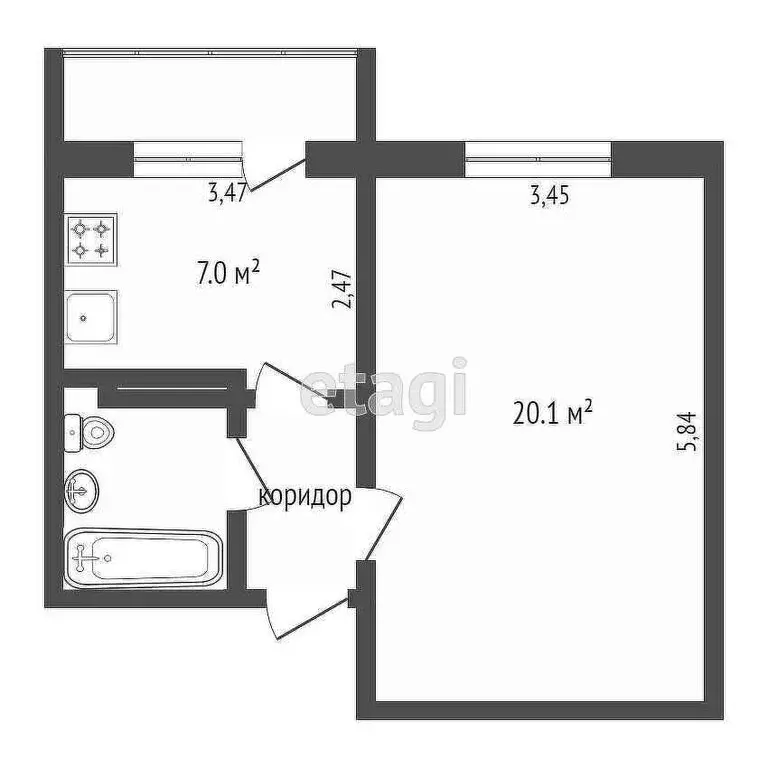1-комнатная квартира: Усинск, Молодёжная улица, 22 (34.6 м) - Фото 1