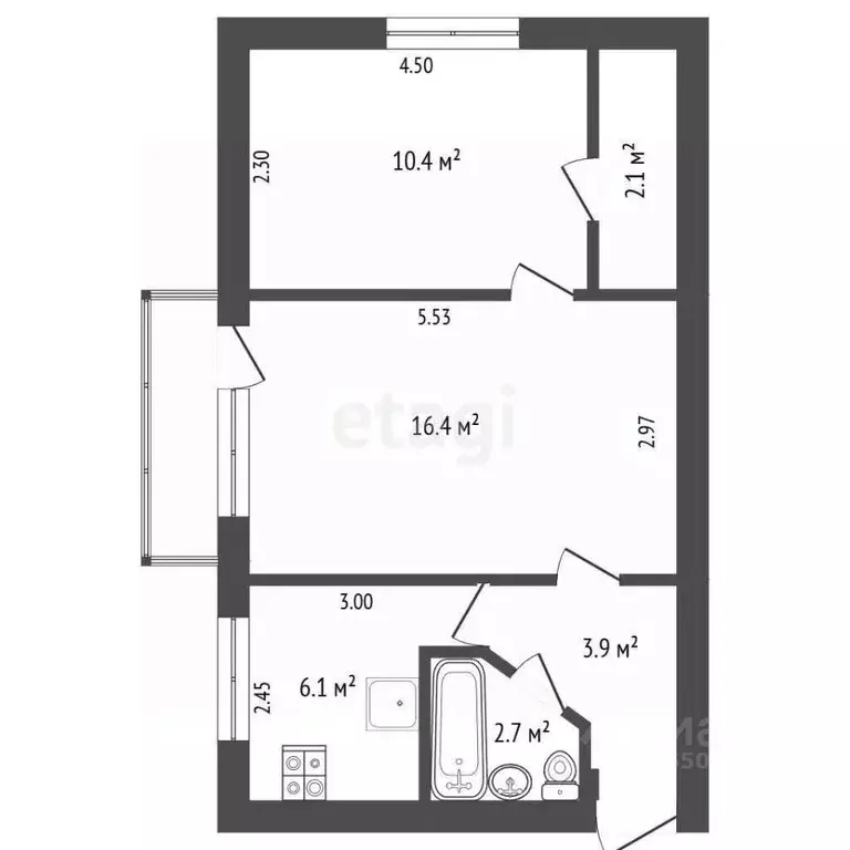 2-к кв. Севастополь ул. Героев Севастополя, 60 (42.7 м) - Фото 2