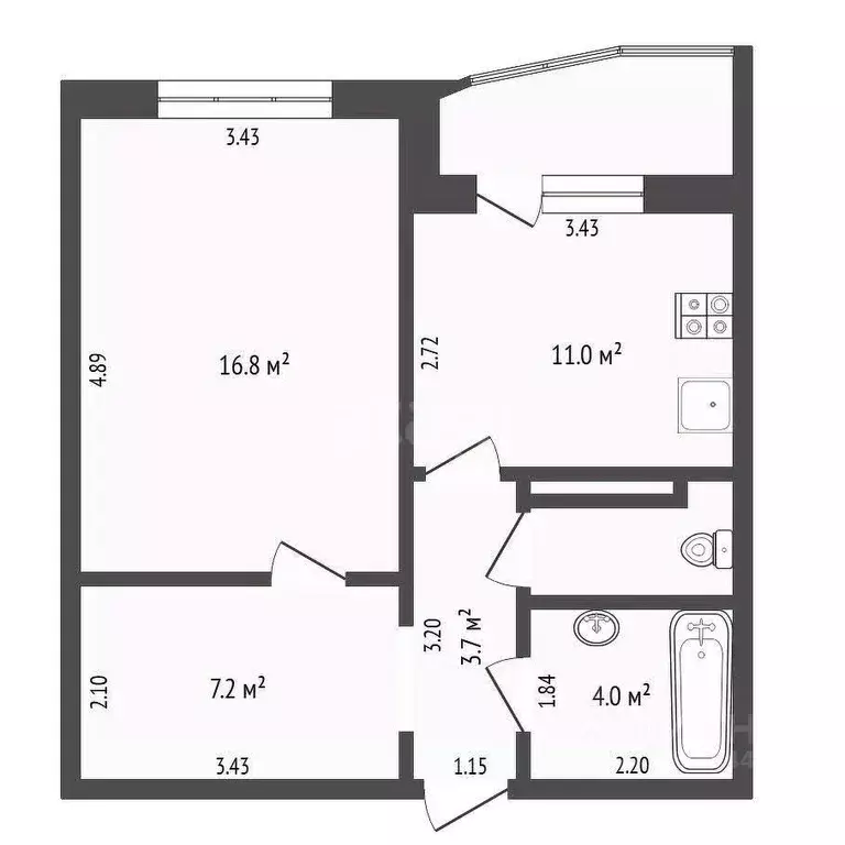 1-к кв. Тюменская область, Тюмень Широтная ул., 192 (43.1 м) - Фото 1