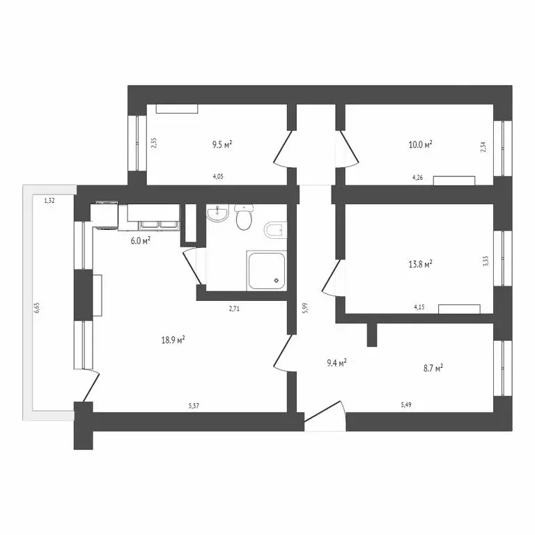 4-комнатная квартира: Ставрополь, улица Льва Толстого, 6 (105 м) - Фото 0