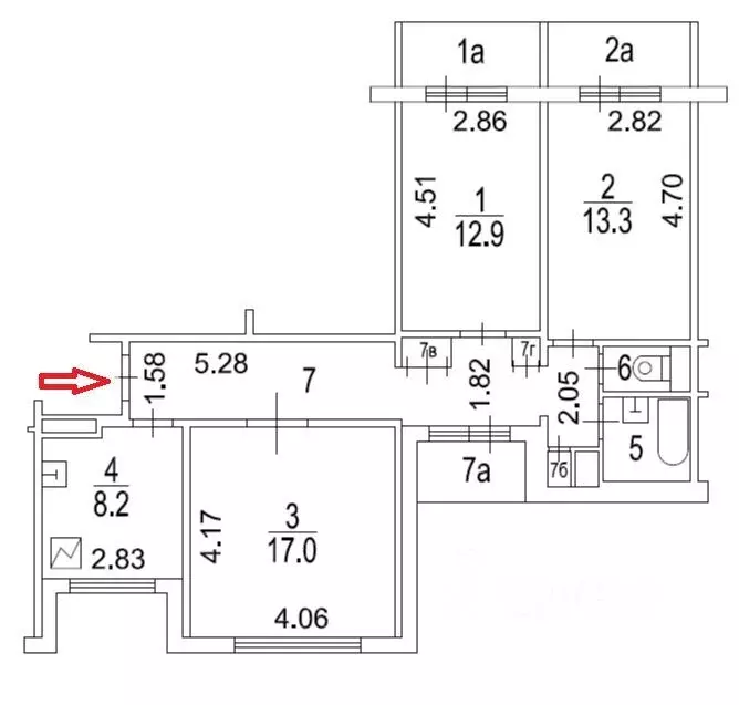 3-к кв. Москва Дмитровское ш., 149 (75.6 м) - Фото 2