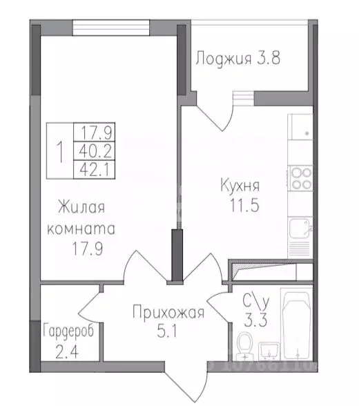 1-к кв. Липецкая область, Липецк ул. Тельмана, 120 (42.1 м) - Фото 2