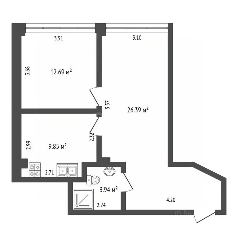 2-к кв. Крым, Саки ул. Санаторная (52.0 м) - Фото 1
