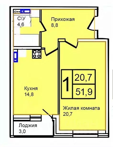 1-к кв. Москва Троицк поселение,  (51.9 м) - Фото 1
