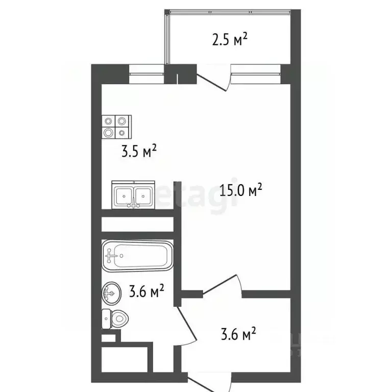 Студия Московская область, Химки ул. Имени К.И. Вороницына, 1к1 (21.9 ... - Фото 1