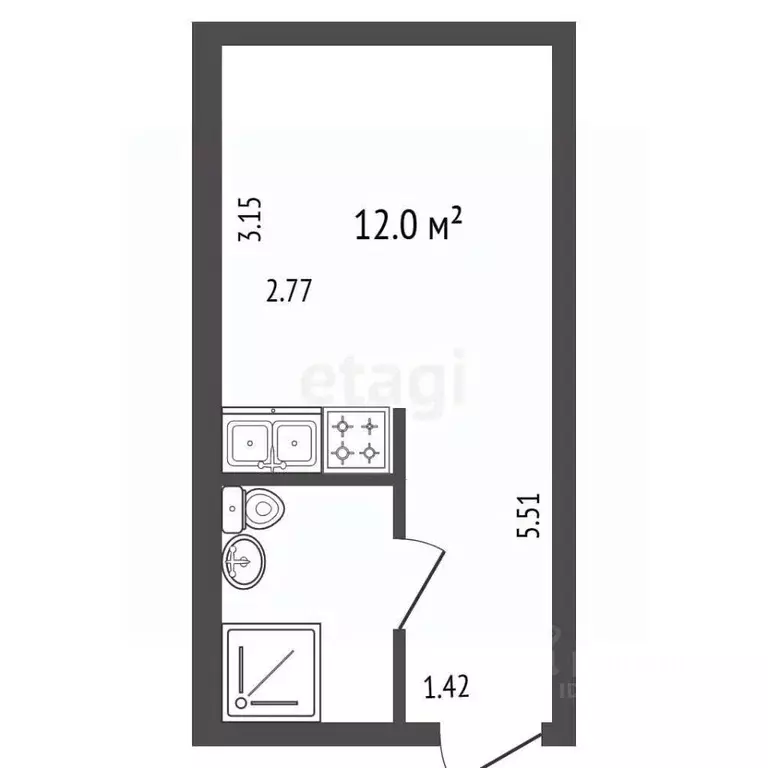 Студия Санкт-Петербург пер. Гривцова, 4к2 (14.7 м) - Фото 2