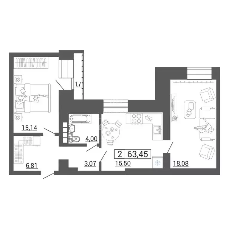 2-комнатная квартира: Магнитогорск, проспект Ленина, 112 (63.45 м) - Фото 0