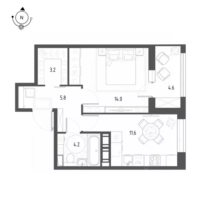 1-к кв. Омская область, Омск Зеленая река мкр, 1 (41.1 м) - Фото 0