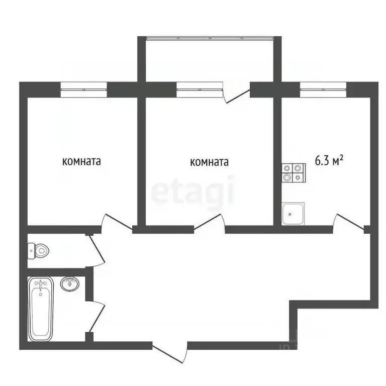 2-к кв. Ярославская область, Гаврилов-Ям Юбилейный проезд, 11 (46.8 м) - Фото 1
