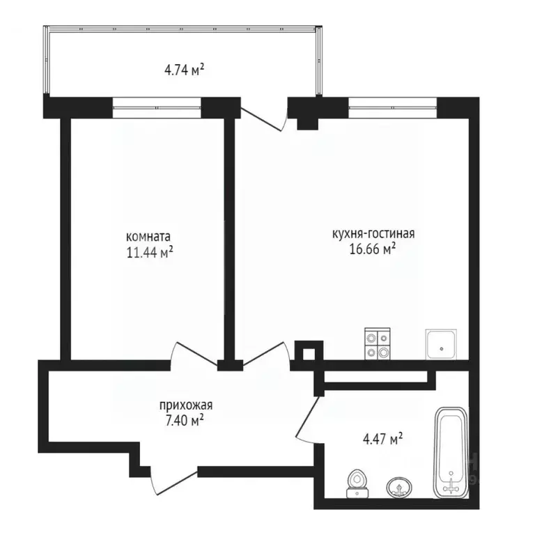 1-к кв. Тюменская область, Тюменский муниципальный округ, д. Патрушева ... - Фото 1