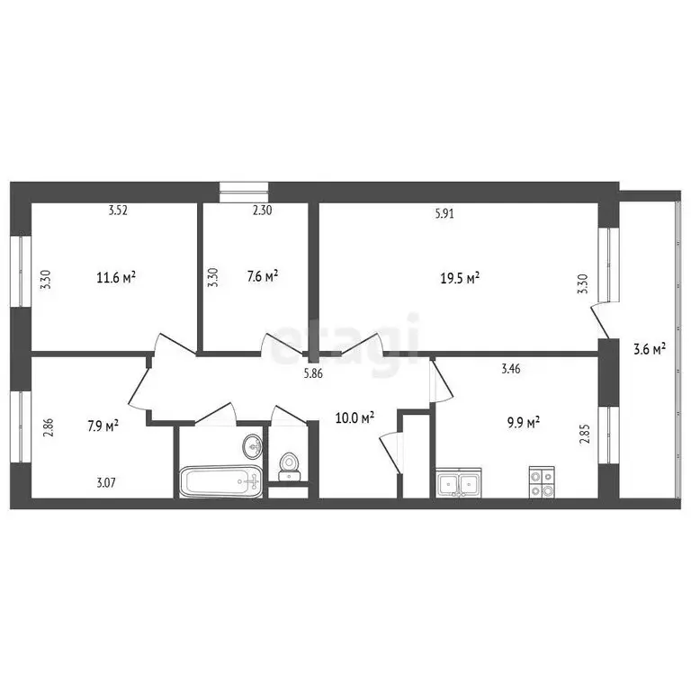 4-комнатная квартира: Петрозаводск, Питкярантская улица, 24 (70.9 м) - Фото 0